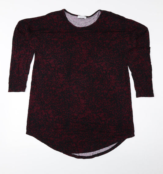 Papaya Womens Black Animal Print Polyester Basic Blouse Size M Round Neck - Cheetah Print