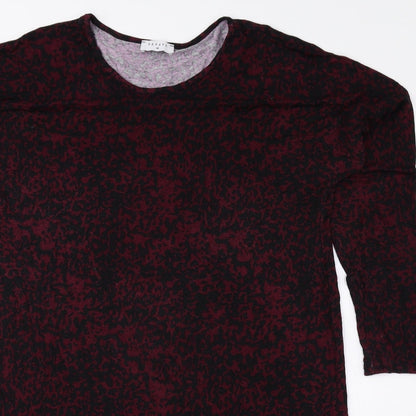 Papaya Womens Black Animal Print Polyester Basic Blouse Size M Round Neck - Cheetah Print