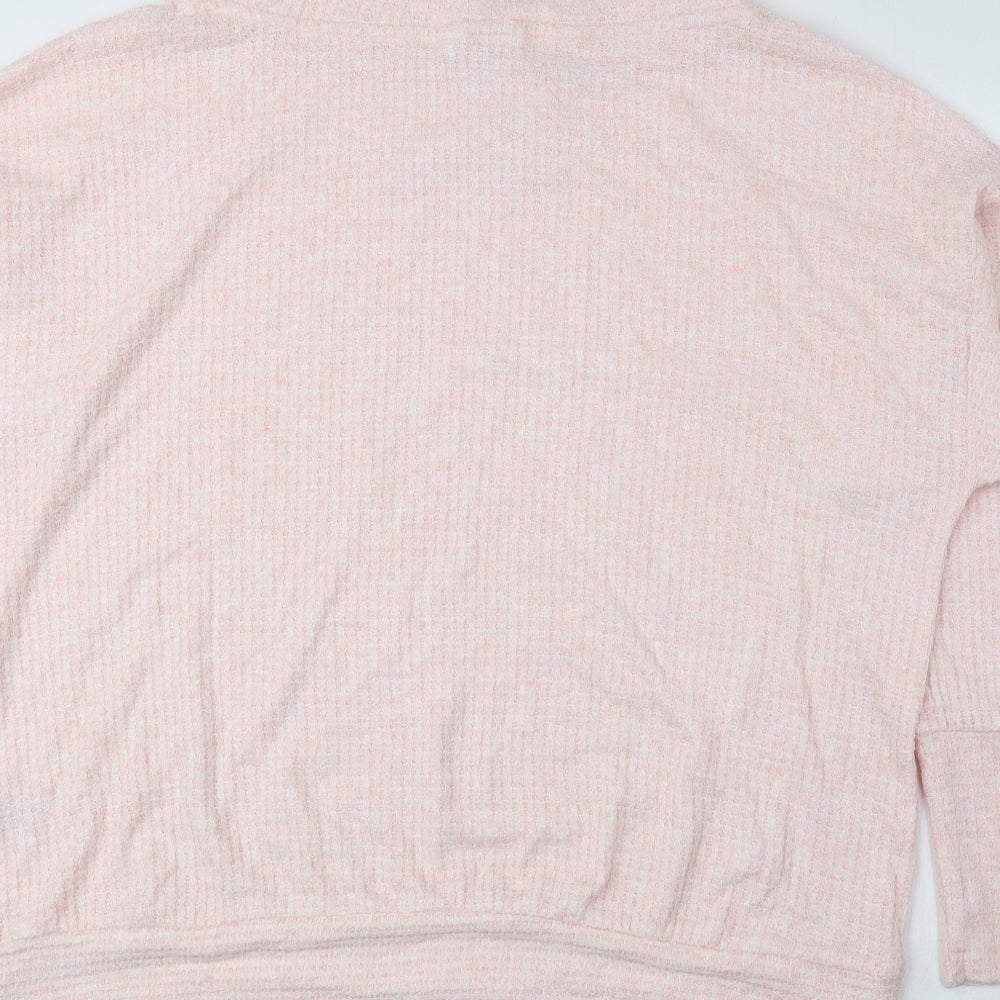Time and Tru Womens Pink Mock Neck Rayon Pullover Jumper Size L