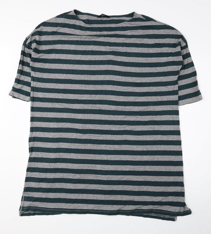 NEXT Womens Green Striped Viscose T-Shirt Dress Size 10 Round Neck Pullover
