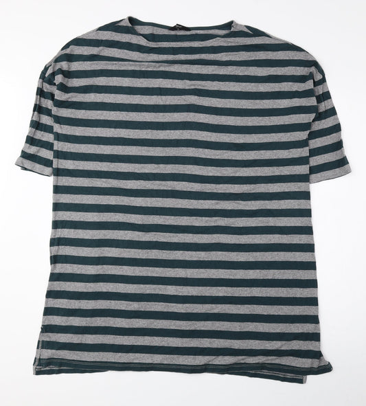 NEXT Womens Green Striped Viscose T-Shirt Dress Size 10 Round Neck Pullover
