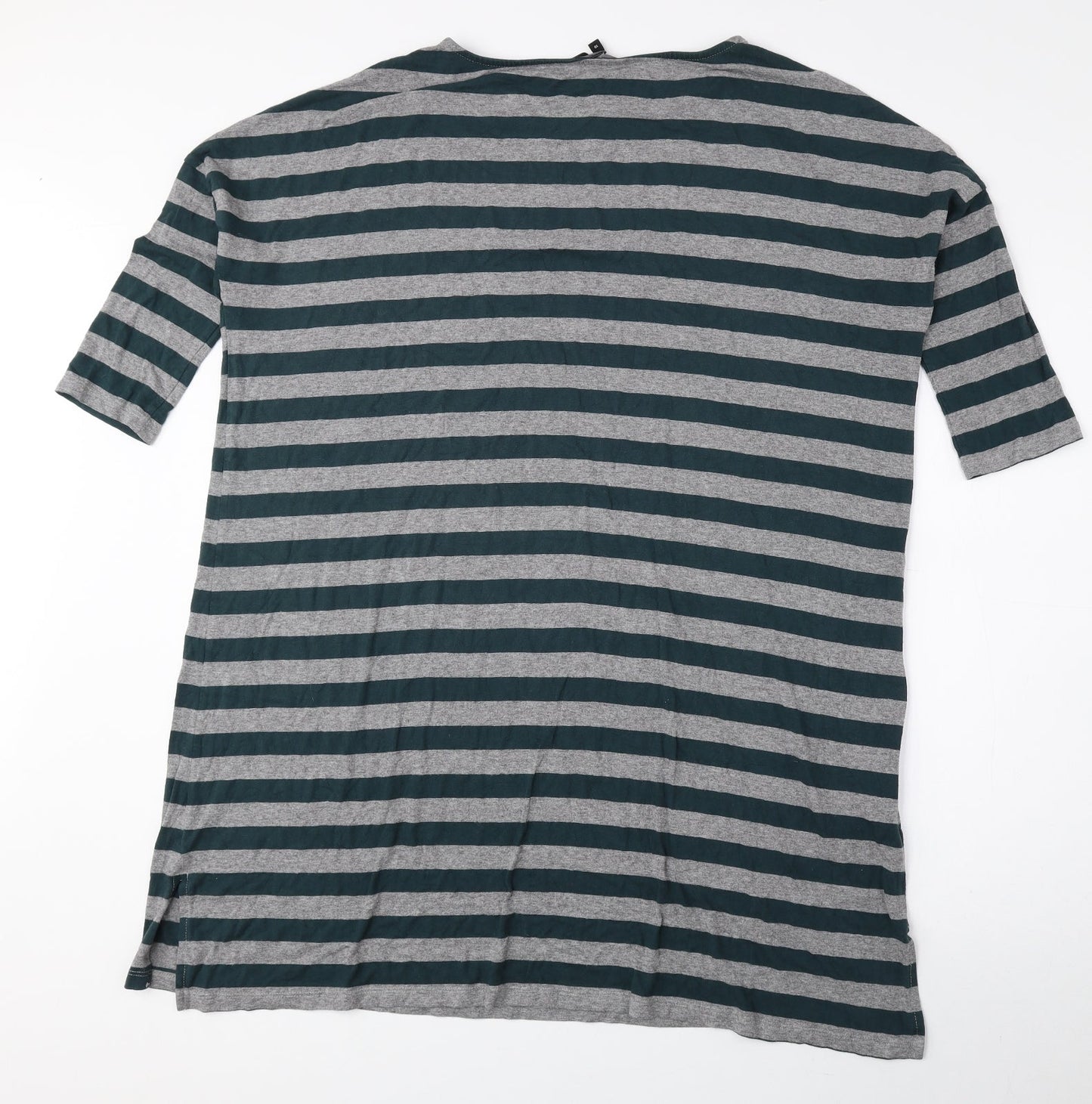 NEXT Womens Green Striped Viscose T-Shirt Dress Size 10 Round Neck Pullover