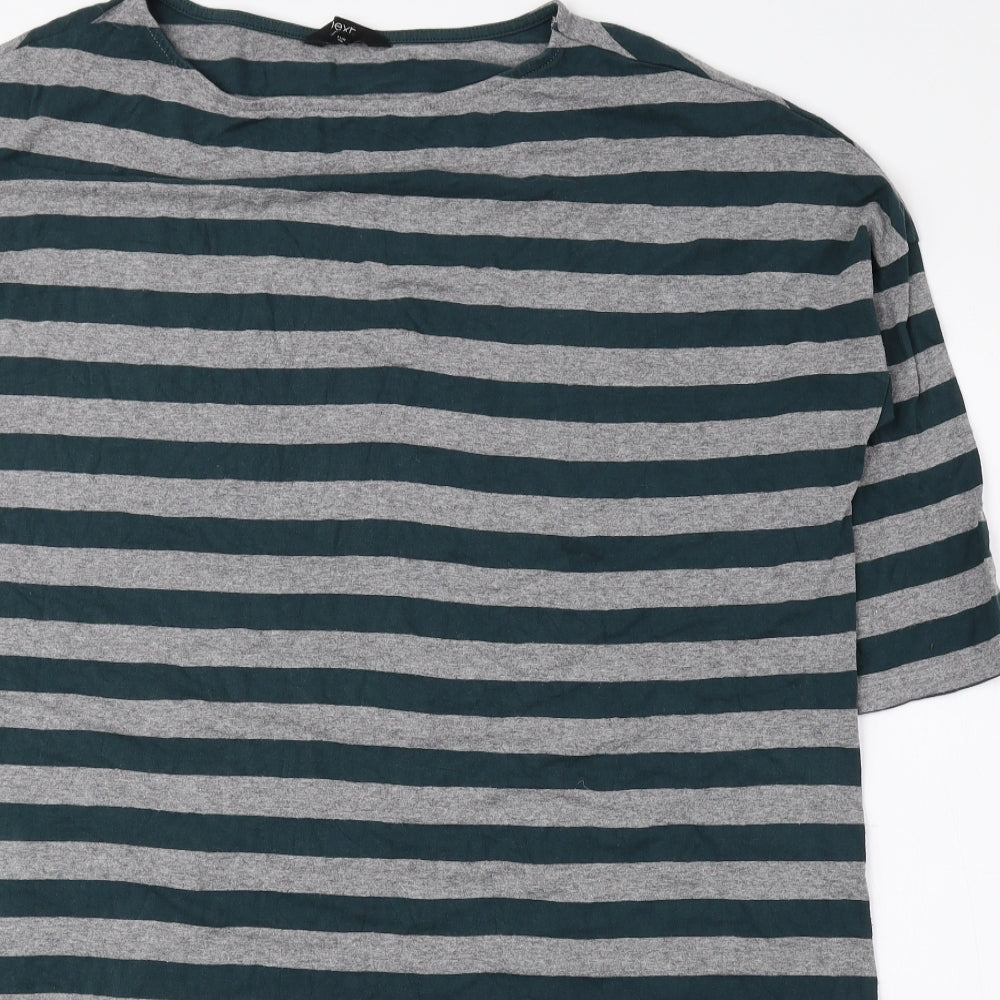 NEXT Womens Green Striped Viscose T-Shirt Dress Size 10 Round Neck Pullover