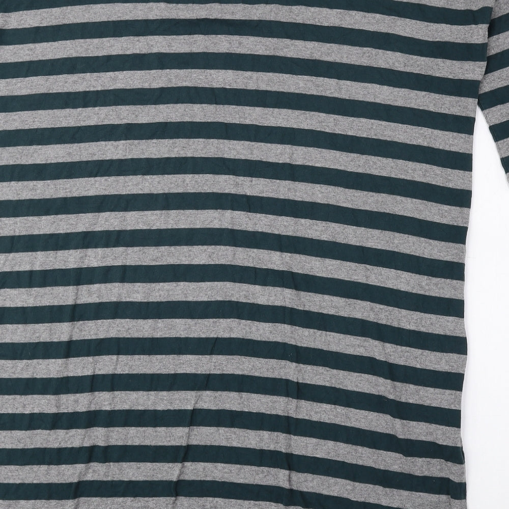 NEXT Womens Green Striped Viscose T-Shirt Dress Size 10 Round Neck Pullover