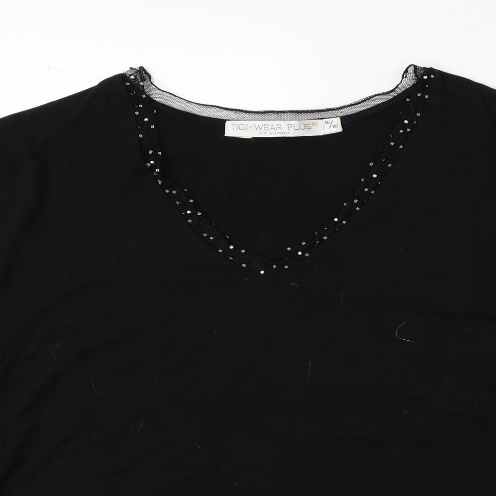 Womens UK Size 16 Tigi Wear Black Basic Blouse