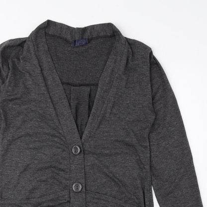 JUBZ Womens Grey V-Neck Viscose Cardigan Jumper Size M - Ruched