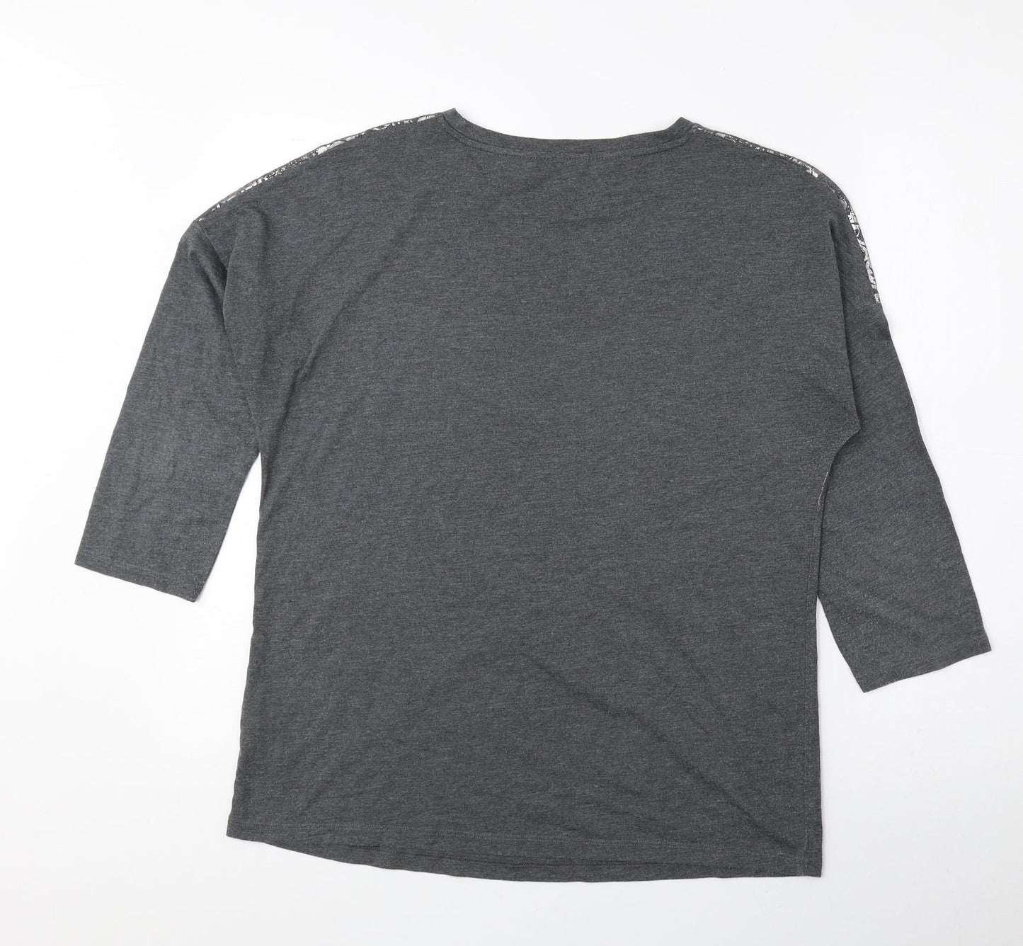 TU Womens Grey Cotton Basic Blouse Size 12 Round Neck