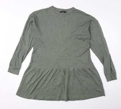 George Womens Green Cotton Basic Blouse Size S Round Neck
