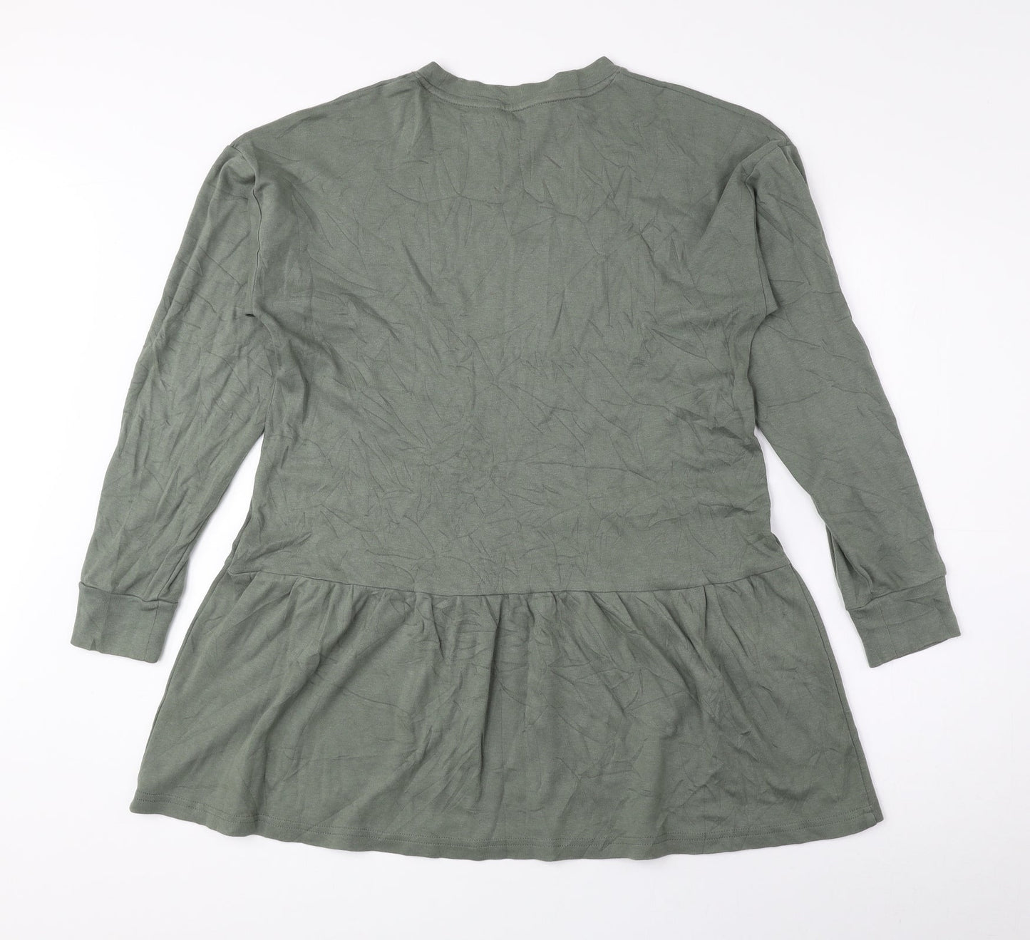 George Womens Green Cotton Basic Blouse Size S Round Neck