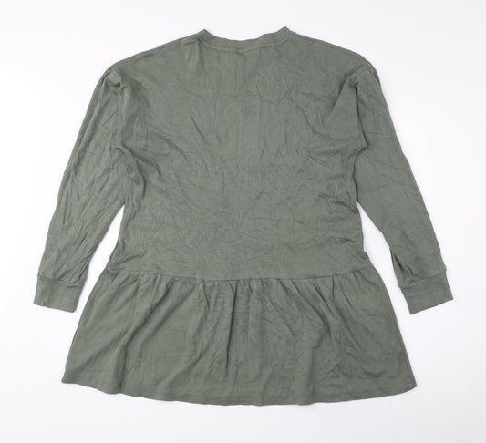 George Womens Green Cotton Basic Blouse Size S Round Neck