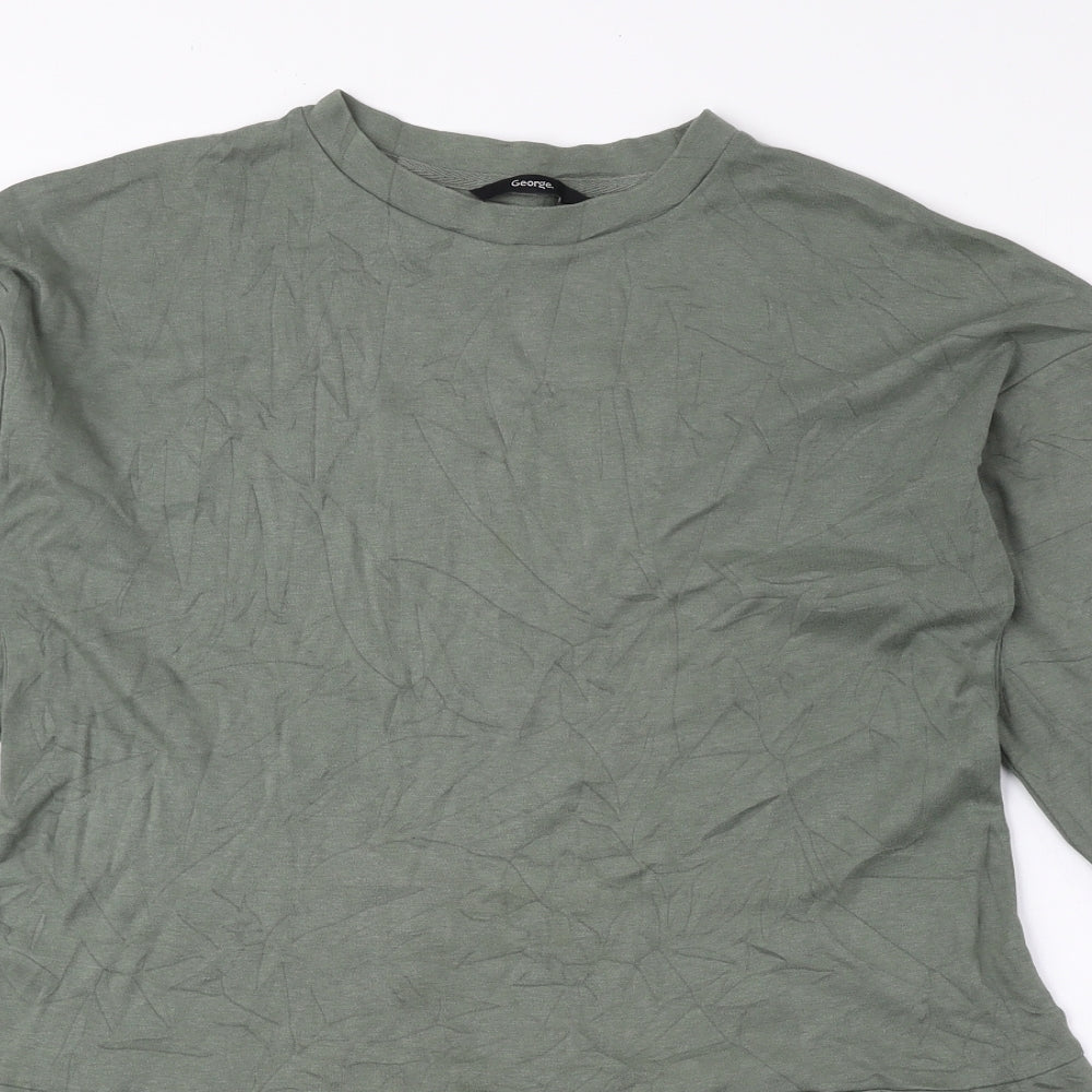 George Womens Green Cotton Basic Blouse Size S Round Neck