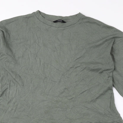 George Womens Green Cotton Basic Blouse Size S Round Neck
