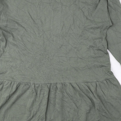 George Womens Green Cotton Basic Blouse Size S Round Neck