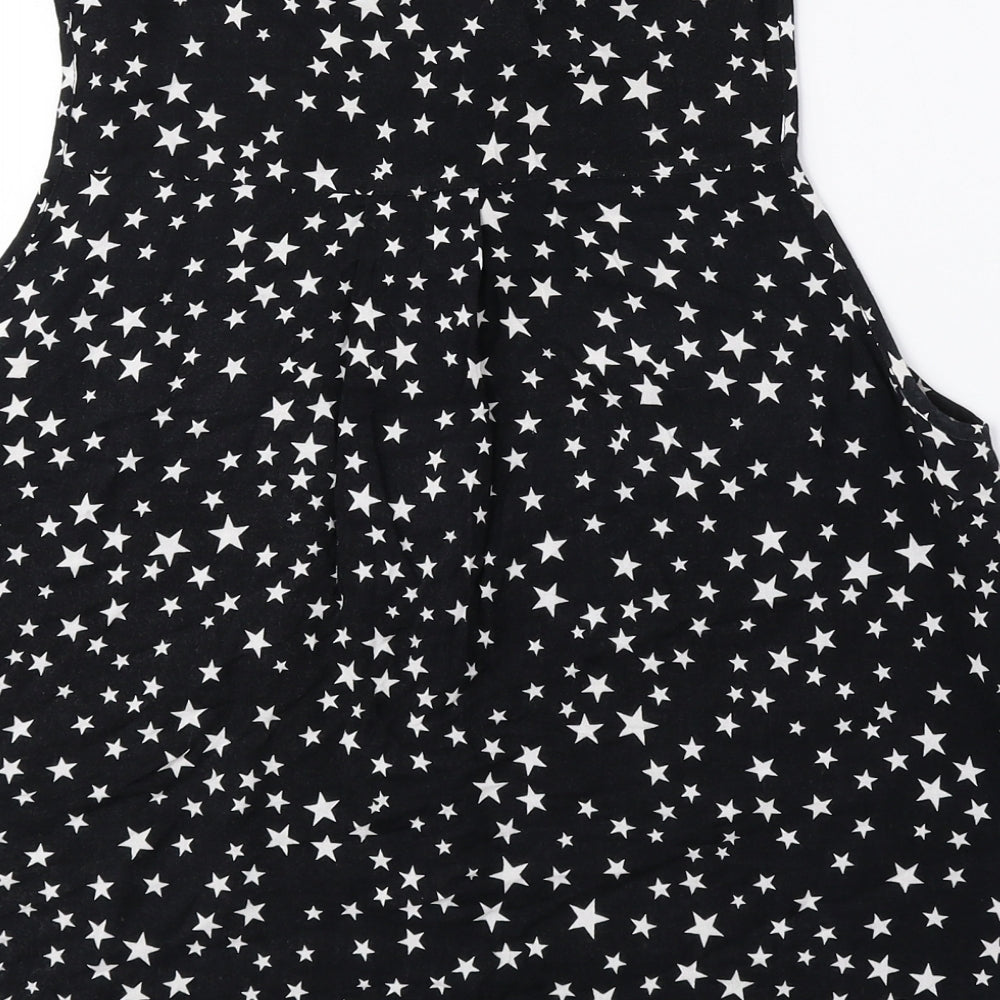 Miss Selfridge Womens Black Geometric Viscose Basic Tank Size 10 Collared