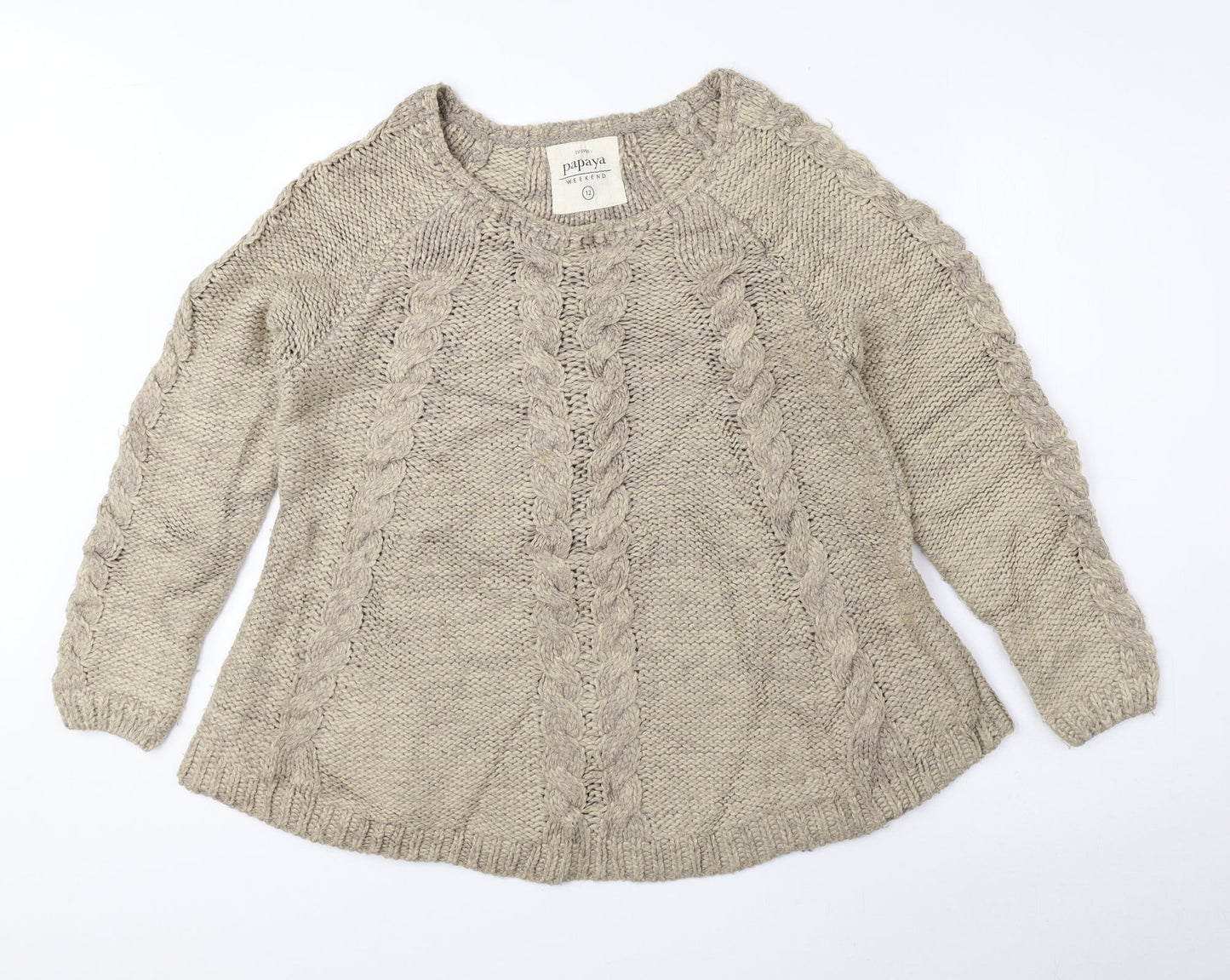 Womens UK Size 12 Papaya Beige Pullover Jumper