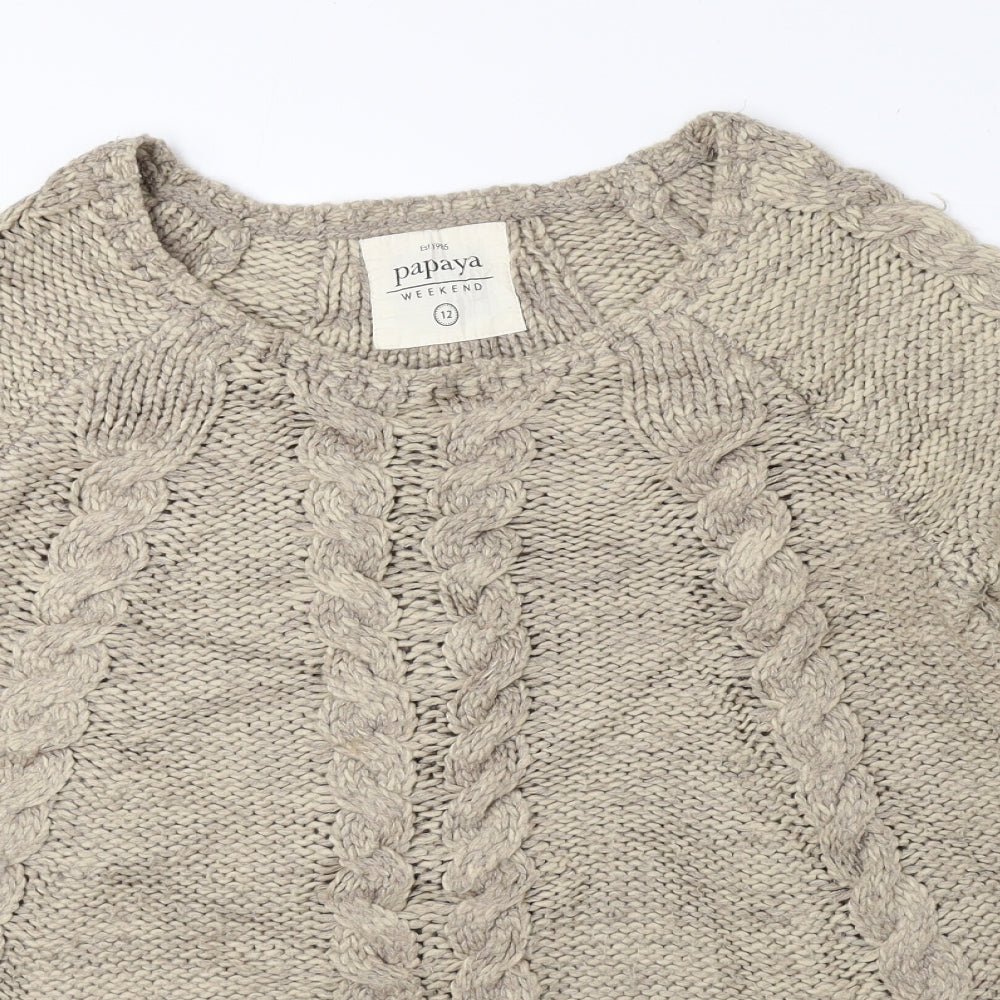 Womens UK Size 12 Papaya Beige Pullover Jumper