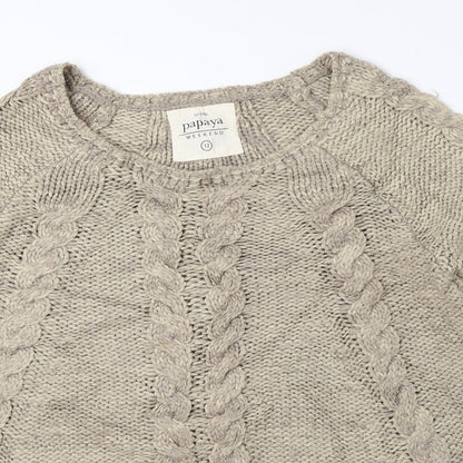 Womens UK Size 12 Papaya Beige Pullover Jumper