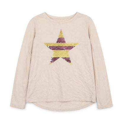 Gap Girls Pink Polyester Pullover T-Shirt Size 13 Years Round Neck Pullover - Reversible sequins star