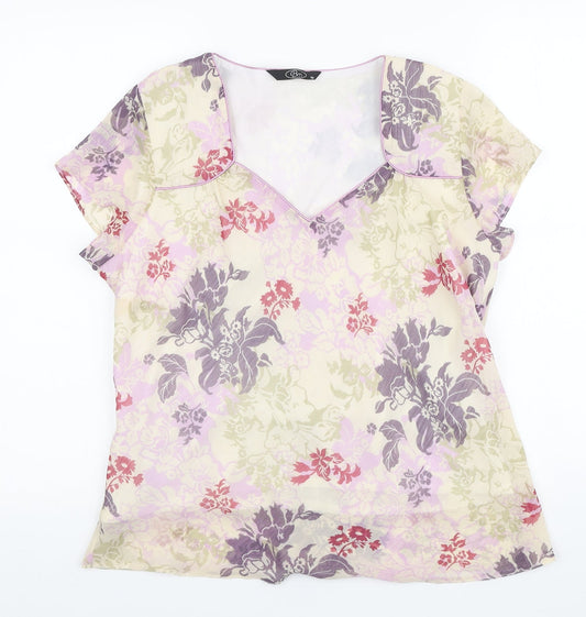 Bonmarché Womens Multicoloured Floral Polyester Basic Blouse Size 16 V-Neck