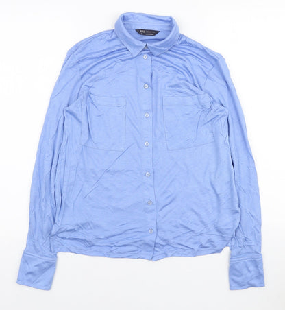 Womens UK Size 8 Marks and Spencer Blue Basic Button-Up