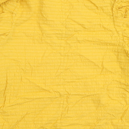 F&F Womens Yellow Cotton Basic Blouse Size 14 V-Neck