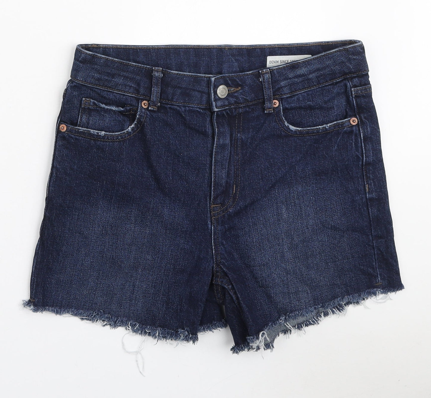 Marks and Spencer Womens Blue Cotton Bermuda Shorts Size 8 L3 in Regular Zip