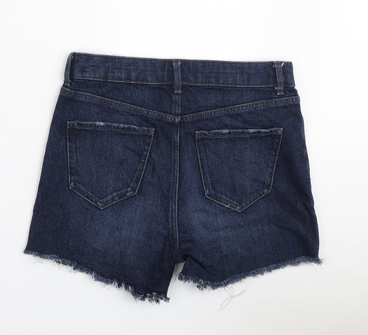 Marks and Spencer Womens Blue Cotton Bermuda Shorts Size 8 L3 in Regular Zip