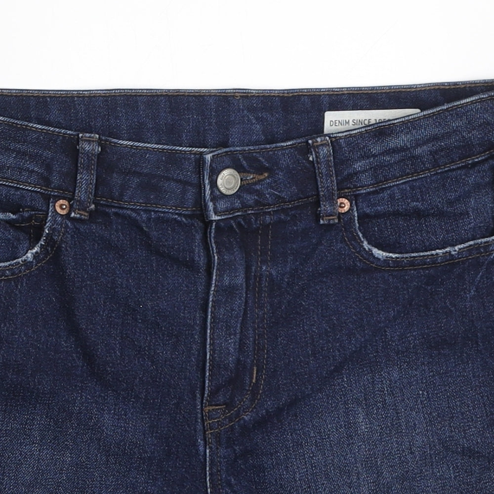 Marks and Spencer Womens Blue Cotton Bermuda Shorts Size 8 L3 in Regular Zip