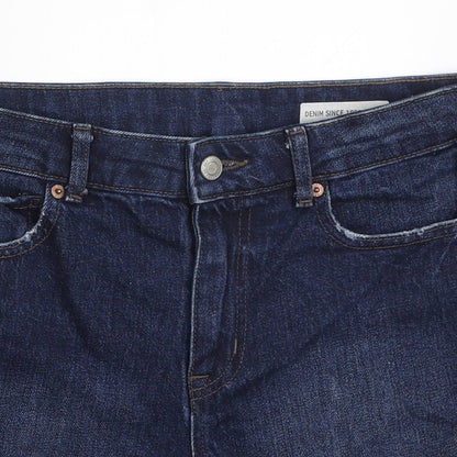 Marks and Spencer Womens Blue Cotton Bermuda Shorts Size 8 L3 in Regular Zip