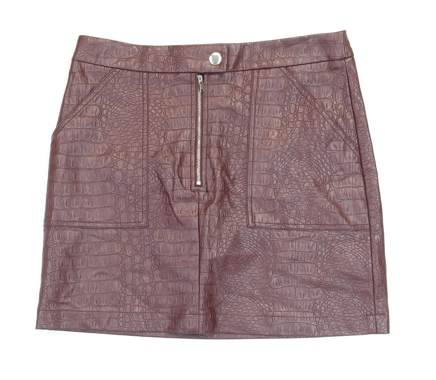 George Womens Red Animal Print Polyurethane Mini Skirt Size 10 Zip - Pleather. Snakeskin pattern.