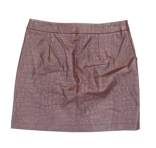 George Womens Red Animal Print Polyurethane Mini Skirt Size 10 Zip - Pleather. Snakeskin pattern.
