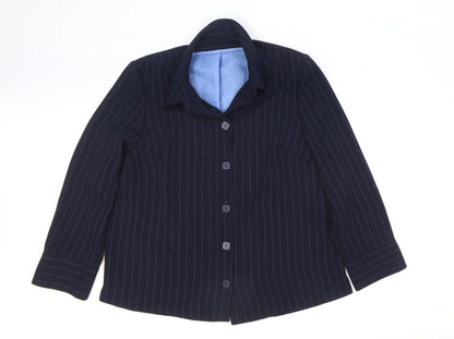 essence Womens Blue Striped Jacket Blazer Size 18 Button