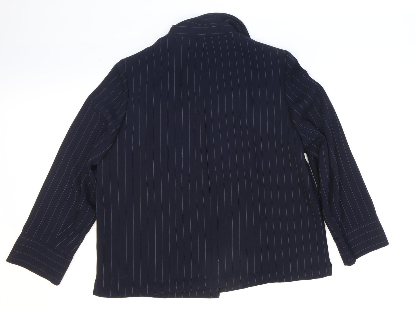 essence Womens Blue Striped Jacket Blazer Size 18 Button