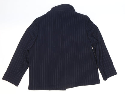 essence Womens Blue Striped Jacket Blazer Size 18 Button
