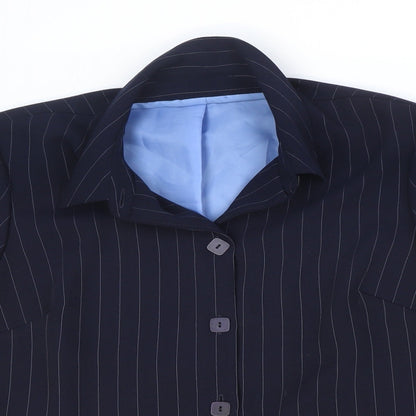 essence Womens Blue Striped Jacket Blazer Size 18 Button