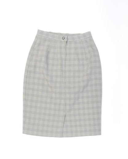 Marks and Spencer Womens Black Check Polyester Straight & Pencil Skirt Size 10 Zip - Formal wear