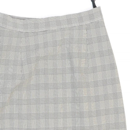 Marks and Spencer Womens Black Check Polyester Straight & Pencil Skirt Size 10 Zip - Formal wear
