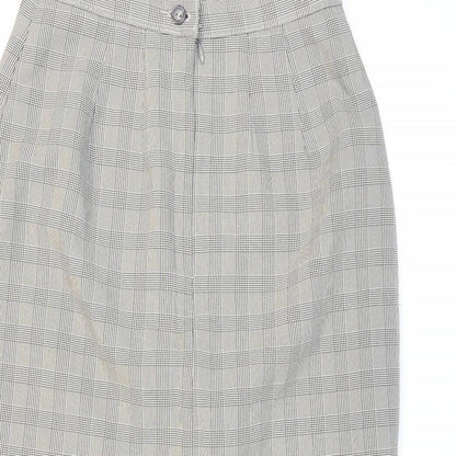 Marks and Spencer Womens Black Check Polyester Straight & Pencil Skirt Size 10 Zip - Formal wear