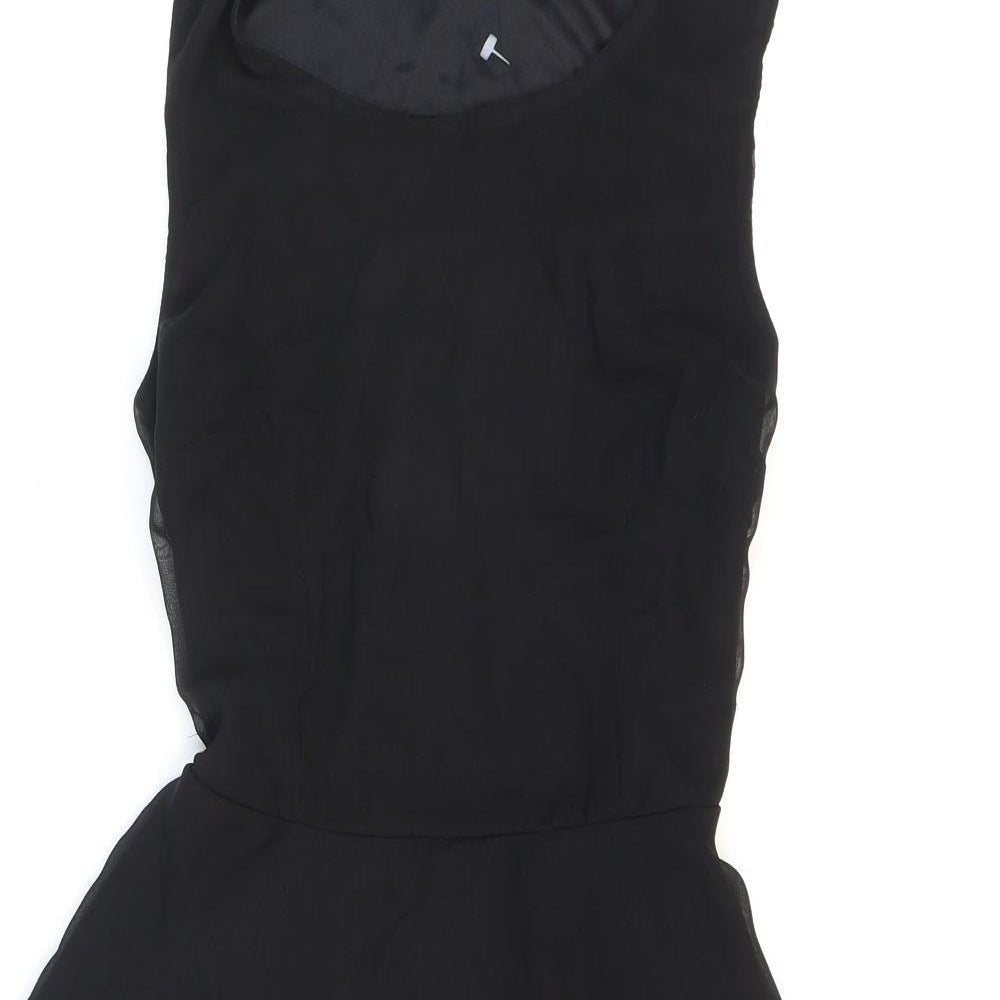 AX Paris Womens Black Polyester Fit & Flare Size 10 Boat Neck Zip