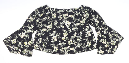 Womens UK Size 8 New Look Multicoloured Cropped Blouse