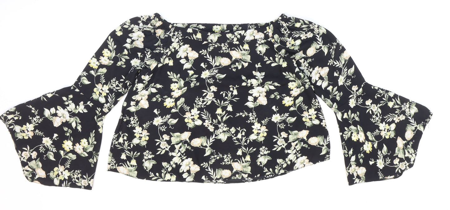 Womens UK Size 8 New Look Multicoloured Cropped Blouse