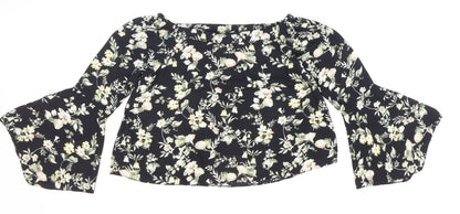 Womens UK Size 8 New Look Multicoloured Cropped Blouse