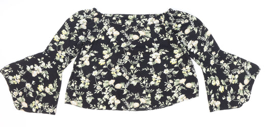 Womens UK Size 8 New Look Multicoloured Cropped Blouse