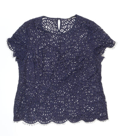 Womens UK Size 12 Marks and Spencer Blue Basic Blouse