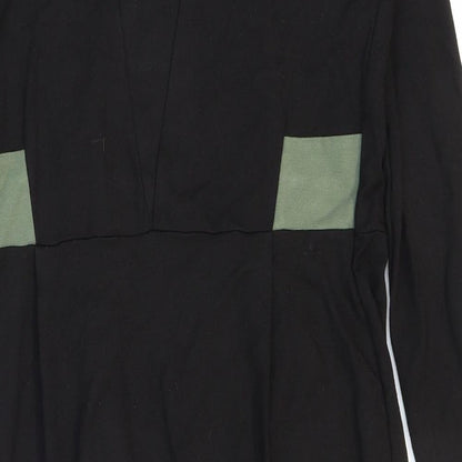 Limited Collection Womens Black Viscose Pencil Dress Size 14 V-Neck Zip - Slit.