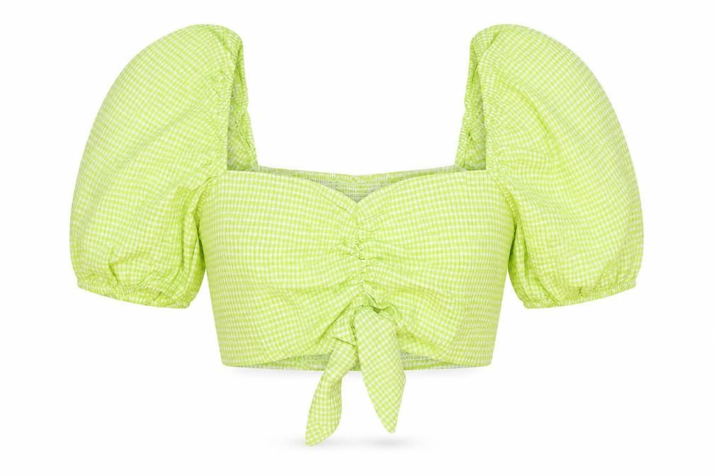 Womens UK Size 6 Zara Green Cropped Blouse