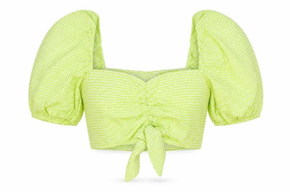 Womens UK Size 6 Zara Green Cropped Blouse