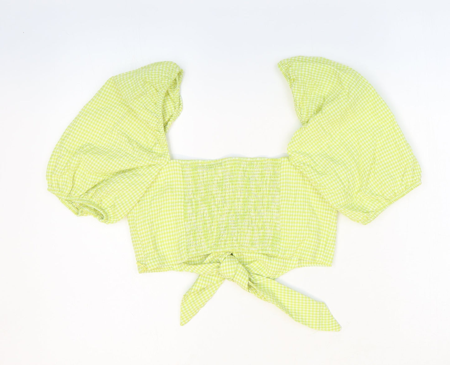 Womens UK Size 6 Zara Green Cropped Blouse