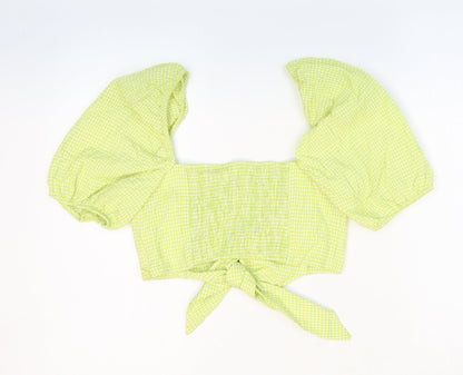 Womens UK Size 6 Zara Green Cropped Blouse