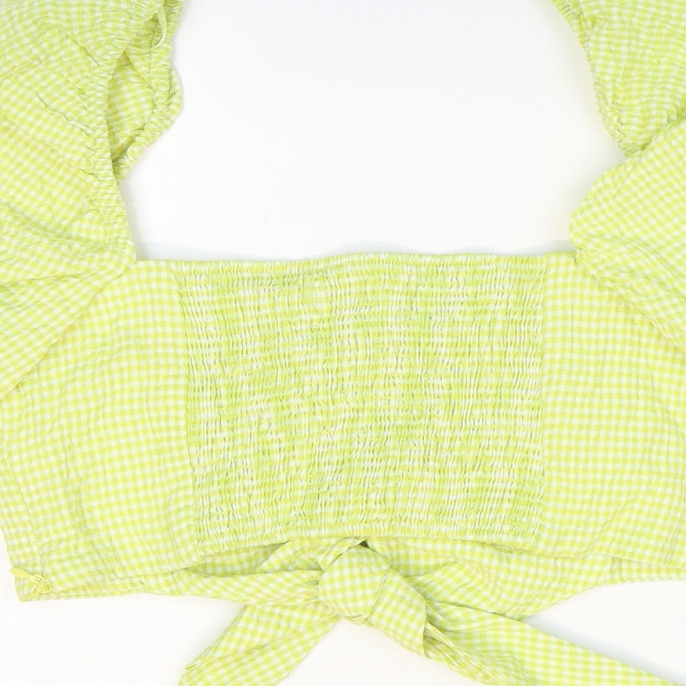 Womens UK Size 6 Zara Green Cropped Blouse